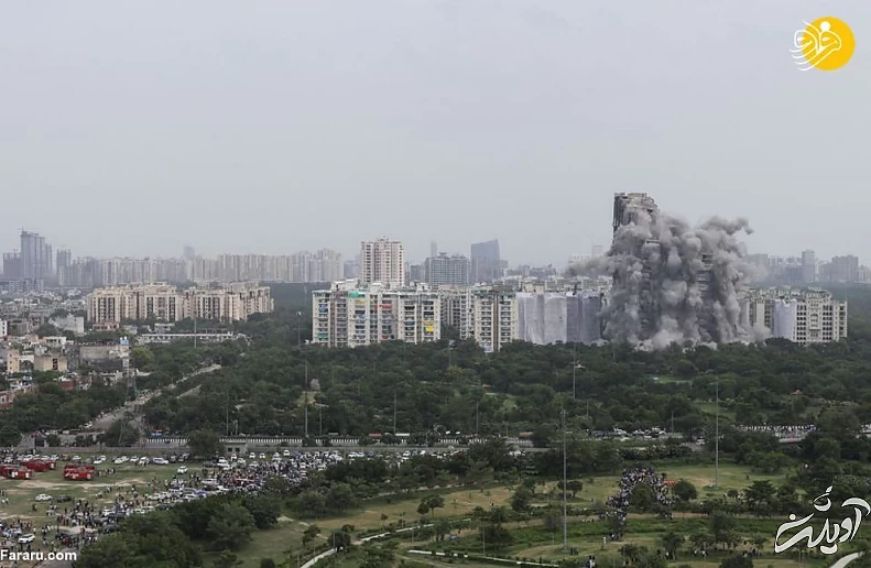 (ویدئو) کمتر از ۱۰ ثانیه؛ تخریب دو آسمان‌خراش غیرقانونی با مواد منفجره